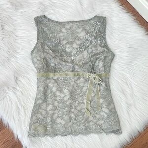 Vintage Y2K lace babydoll top with bow 🎀 by Ann Taylor